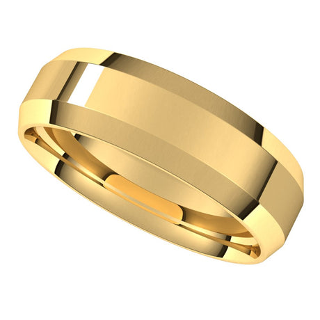 14K Yellow 6 mm Beveled Edge Comfort Fit Light Band