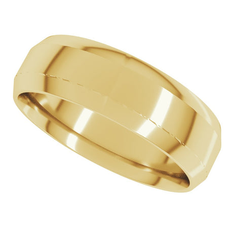 14K Yellow 6 mm Lightweight Beveled-Edge Comfort-Fit Flat Band