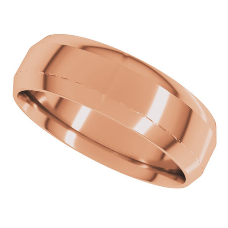 14K Rose Gold 6 mm Lightweight Beveled-Edge Comfort-Fit Flat Band Size 10.5