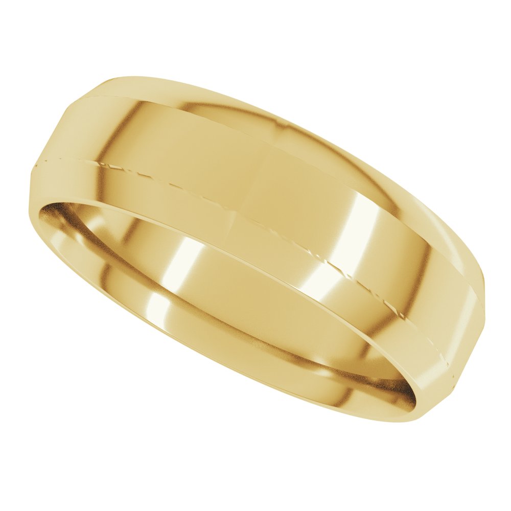 14K Yellow Gold 6 mm Lightweight Beveled-Edge Comfort-Fit Flat Band Size 6
