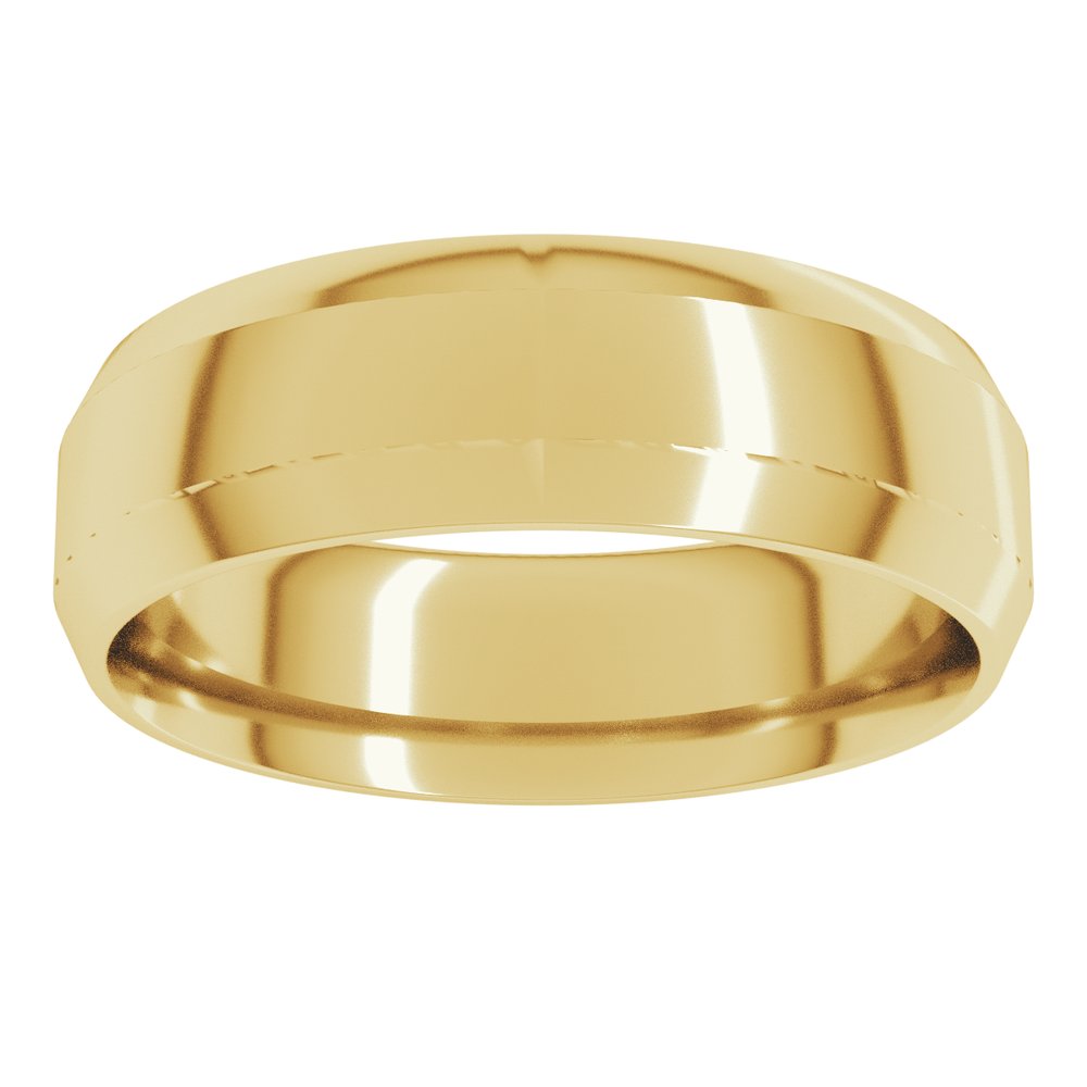 14K Yellow Gold 6 mm Lightweight Beveled-Edge Comfort-Fit Flat Band Size 6
