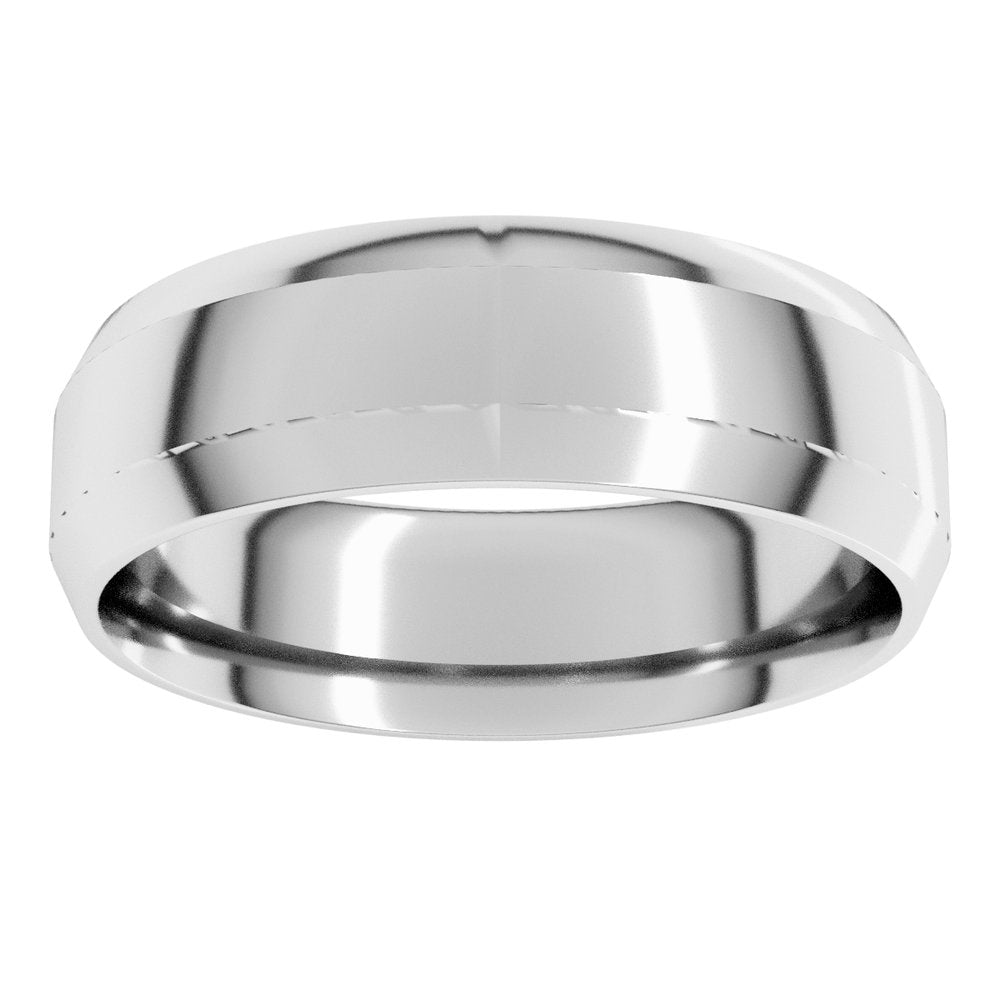 14K White 6 mm Lightweight Beveled-Edge Comfort-Fit Flat Band