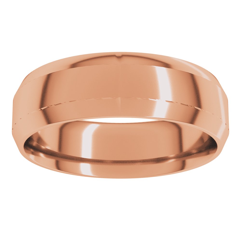 14K Rose Gold 6 mm Lightweight Beveled-Edge Comfort-Fit Flat Band Size 10.5