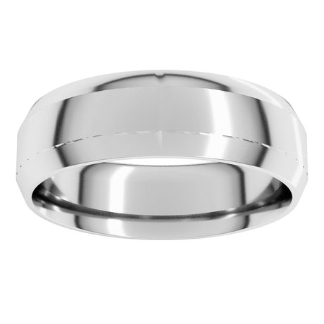10K White Gold 6 mm Lightweight Beveled-Edge Comfort-Fit Flat Band Size 8.5
