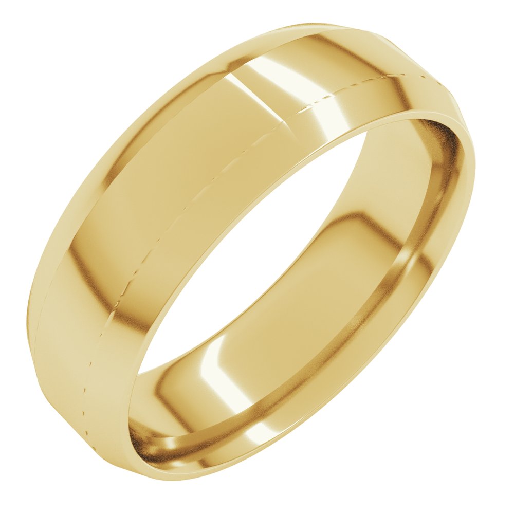 14K Yellow Gold 6 mm Lightweight Beveled-Edge Comfort-Fit Flat Band Size 6