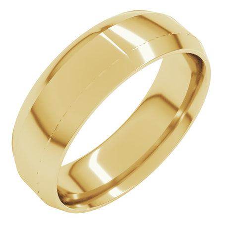 14K Yellow Gold 6 mm Lightweight Beveled-Edge Comfort-Fit Flat Band Size 7