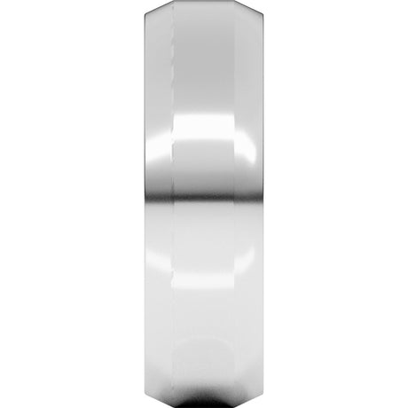 10K White Gold 6 mm Lightweight Beveled-Edge Comfort-Fit Flat Band Size 8