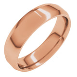 14K Rose 5 mm Lightweight Beveled-Edge Comfort-Fit Flat Band Size 9