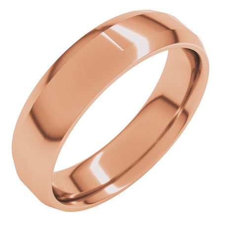 14K Rose 5 mm Lightweight Beveled-Edge Comfort-Fit Flat Band Size 9