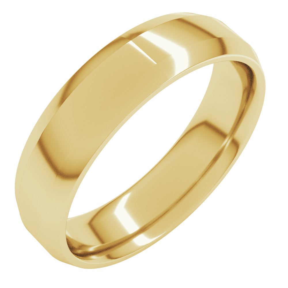 18K Yellow 5 mm Lightweight Beveled-Edge Comfort-Fit Flat Band Size 10.5