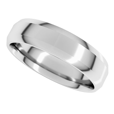 Sterling Silver 5 mm Lightweight Beveled-Edge Comfort-Fit Flat Band Size 8.5