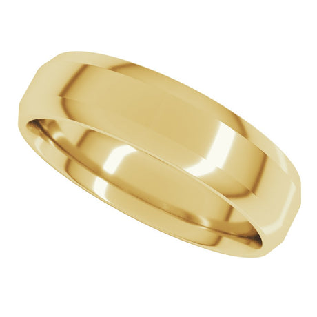 14K Yellow Gold 5 mm Lightweight Beveled-Edge Comfort-Fit Flat Band Size 7