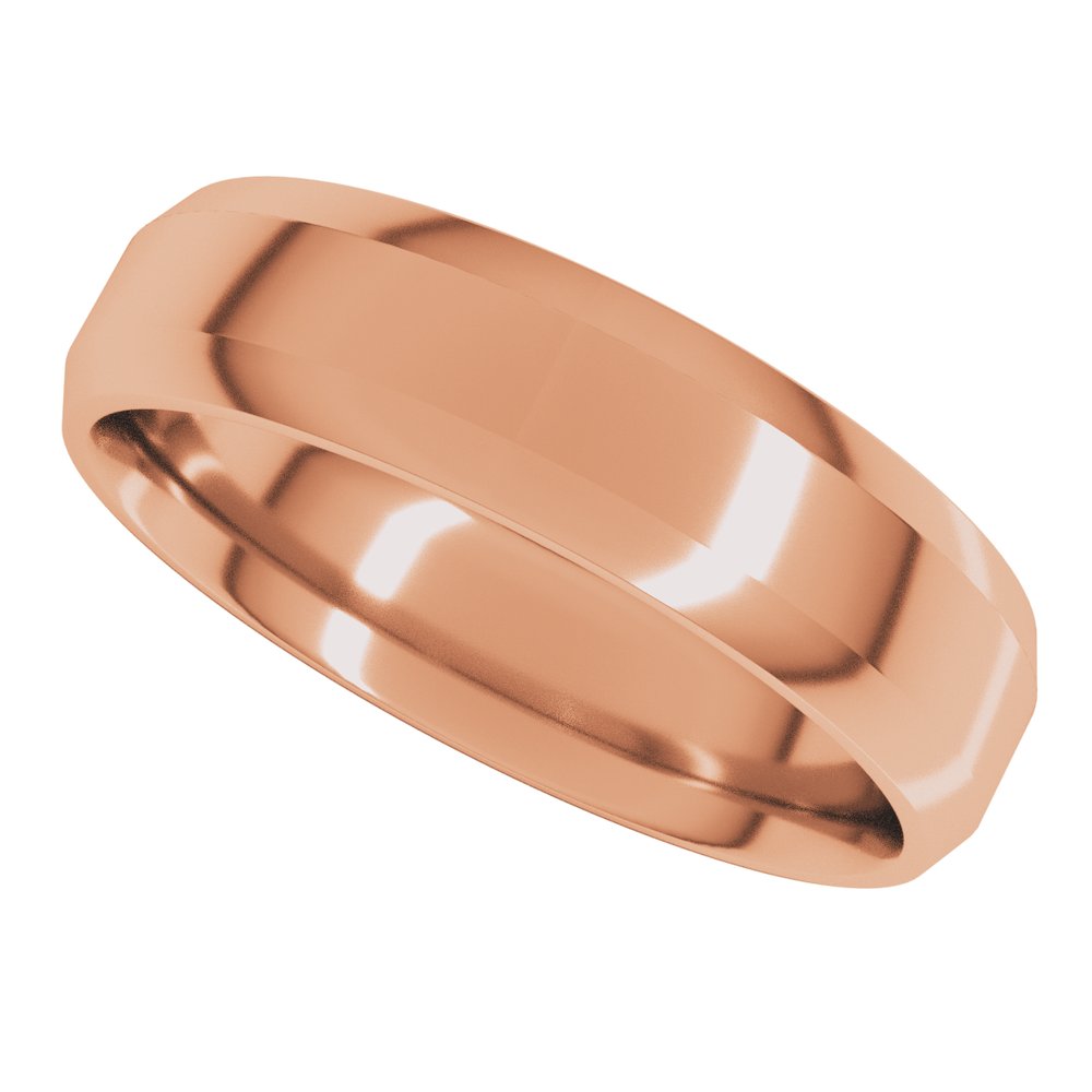 14K Rose 5 mm Lightweight Beveled-Edge Comfort-Fit Flat Band Size 9