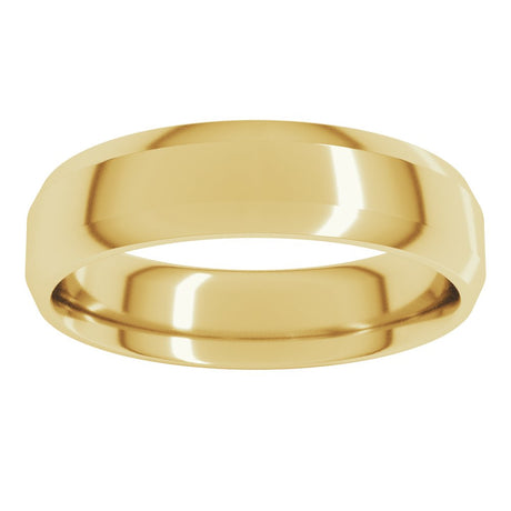 14K Yellow Gold 5 mm Lightweight Beveled-Edge Comfort-Fit Flat Band Size 7