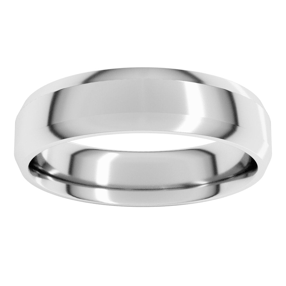 14K White Gold 5 mm Lightweight Beveled-Edge Comfort-Fit Flat Band Size 9