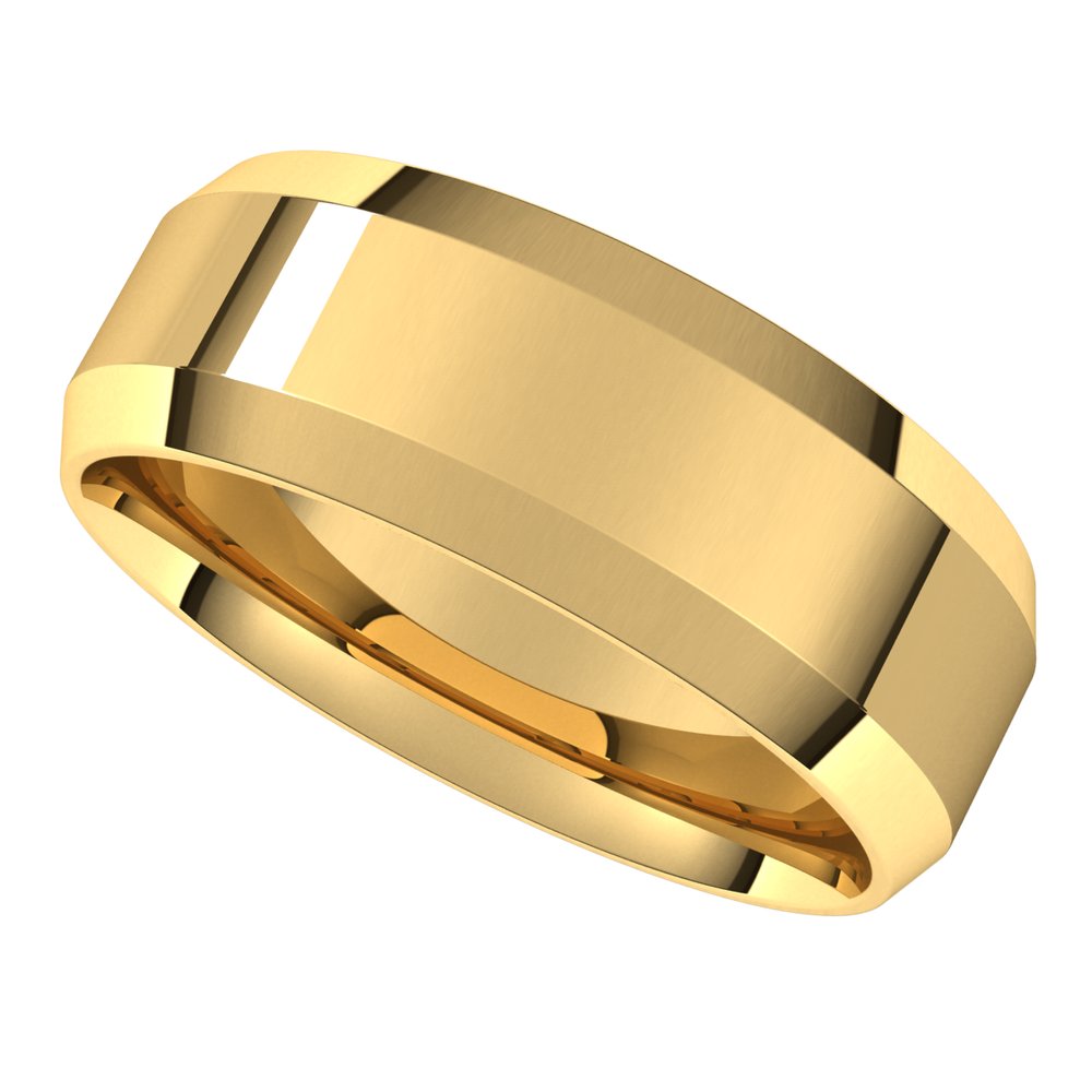 14K Yellow 7 mm Beveled Edge Comfort Fit Light Band