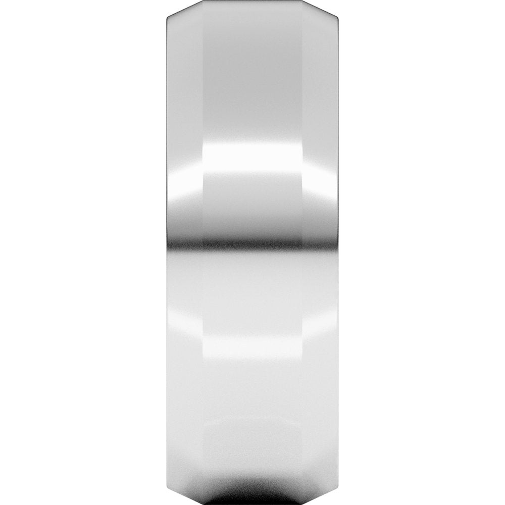 14K White Gold 7 mm Lightweight Beveled-Edge Comfort-Fit Flat Band Size 8.5