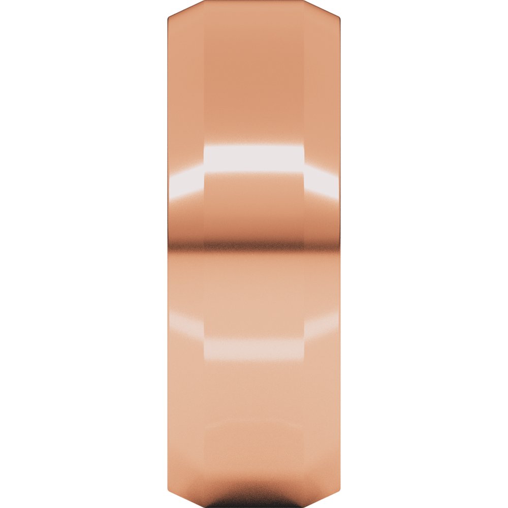 14K Rose 7 mm Lightweight Beveled-Edge Comfort-Fit Flat Band Size 9