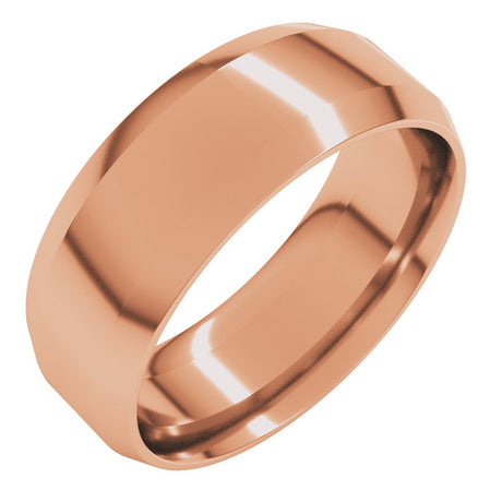 14K Rose Gold 7 mm Lightweight Beveled-Edge Comfort-Fit Flat Band Size 10.5