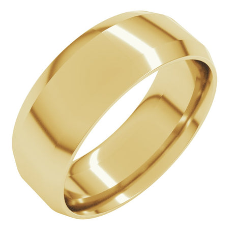 14K Yellow 7 mm Lightweight Beveled-Edge Comfort-Fit Flat Band Size 7.5