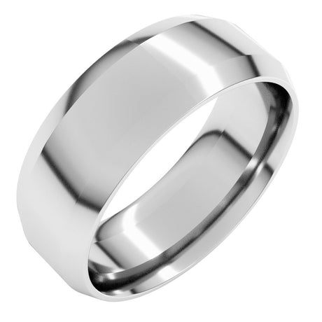 14K White 7 mm Lightweight Beveled-Edge Comfort-Fit Flat Band Size 5.5