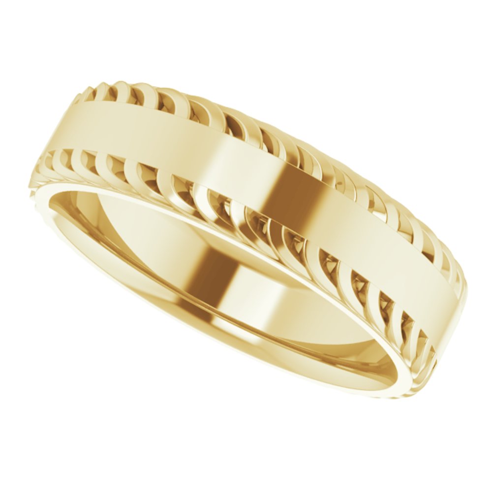 14K Yellow Gold 6 mm Sculptural Flat Band Size 10