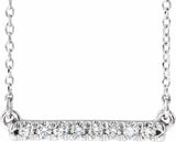 Sterling Silver 1/8 CTW Natural Diamond French-Set Bar 16" Necklace