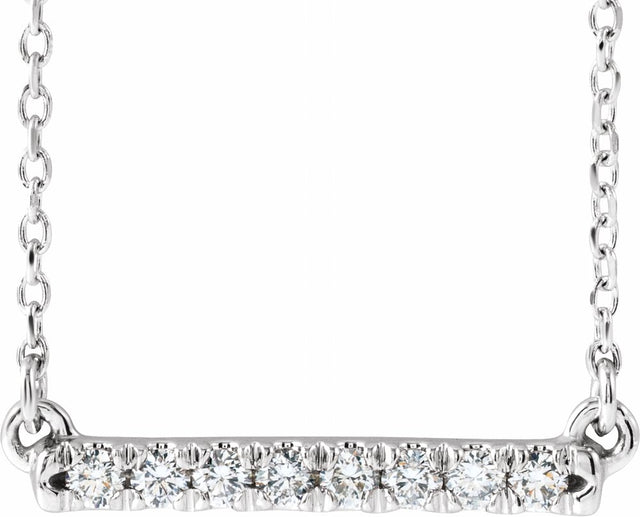 Sterling Silver 1/8 CTW Natural Diamond French-Set Bar 16" Necklace