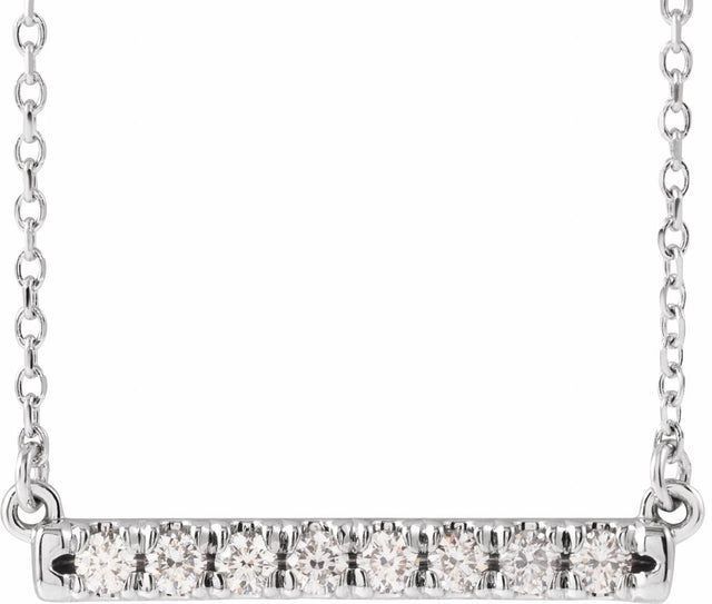 14K White 1/4 CTW Natural Diamond French-Set Bar 16" Necklace