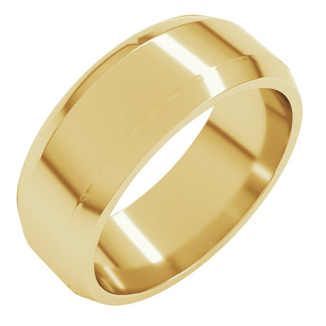 10K Yellow Gold 7 mm Lightweight Beveled-Edge Flat Band Size 8