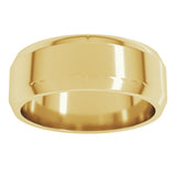 10K Yellow Gold 7 mm Lightweight Beveled-Edge Flat Band Size 10