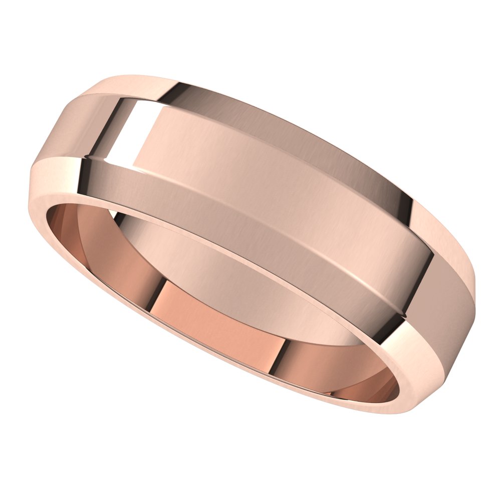 10K Rose 6 mm Beveled Edge Light Band Size 9