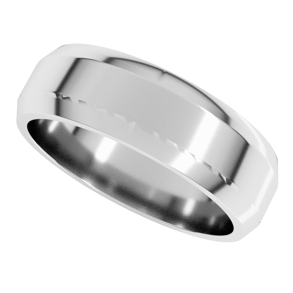 Sterling Silver 6 mm Lightweight Beveled-Edge Flat Band Size 10