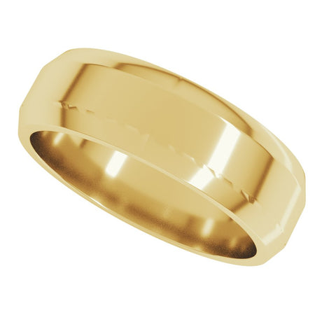18K Yellow Gold 6 mm Lightweight Beveled-Edge Flat Band Size 8.5