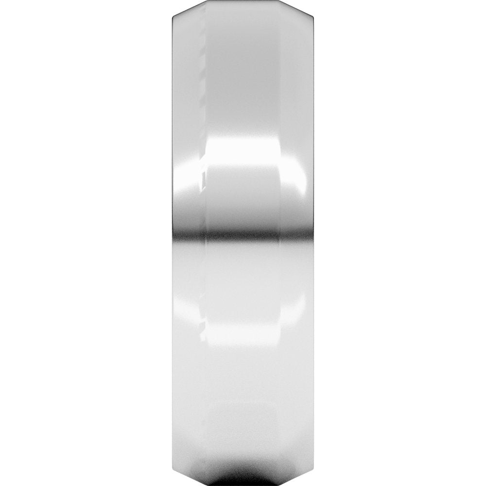 14K White 6 mm Lightweight Beveled-Edge Flat Band Size 10