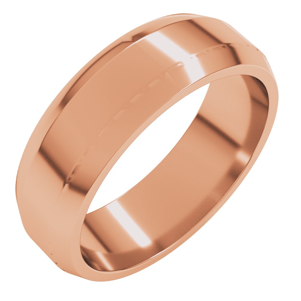 10K Rose Gold 6 mm Lightweight Beveled-Edge Flat Band Size 9