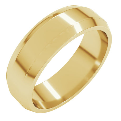 18K Yellow Gold 6 mm Lightweight Beveled-Edge Flat Band Size 8.5