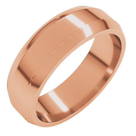 10K Rose 6 mm Lightweight Beveled-Edge Flat Band Size 9