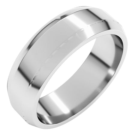 Platinum 6 mm Lightweight Beveled-Edge Flat Band Size 8.5