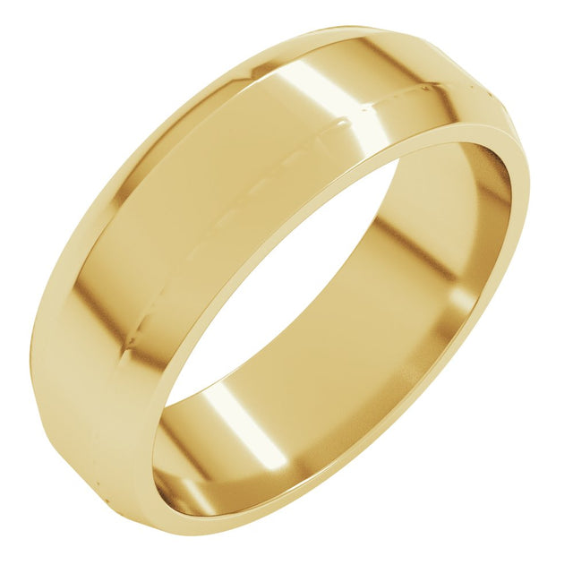 14K Yellow Gold 6 mm Lightweight Beveled-Edge Flat Band Size 7