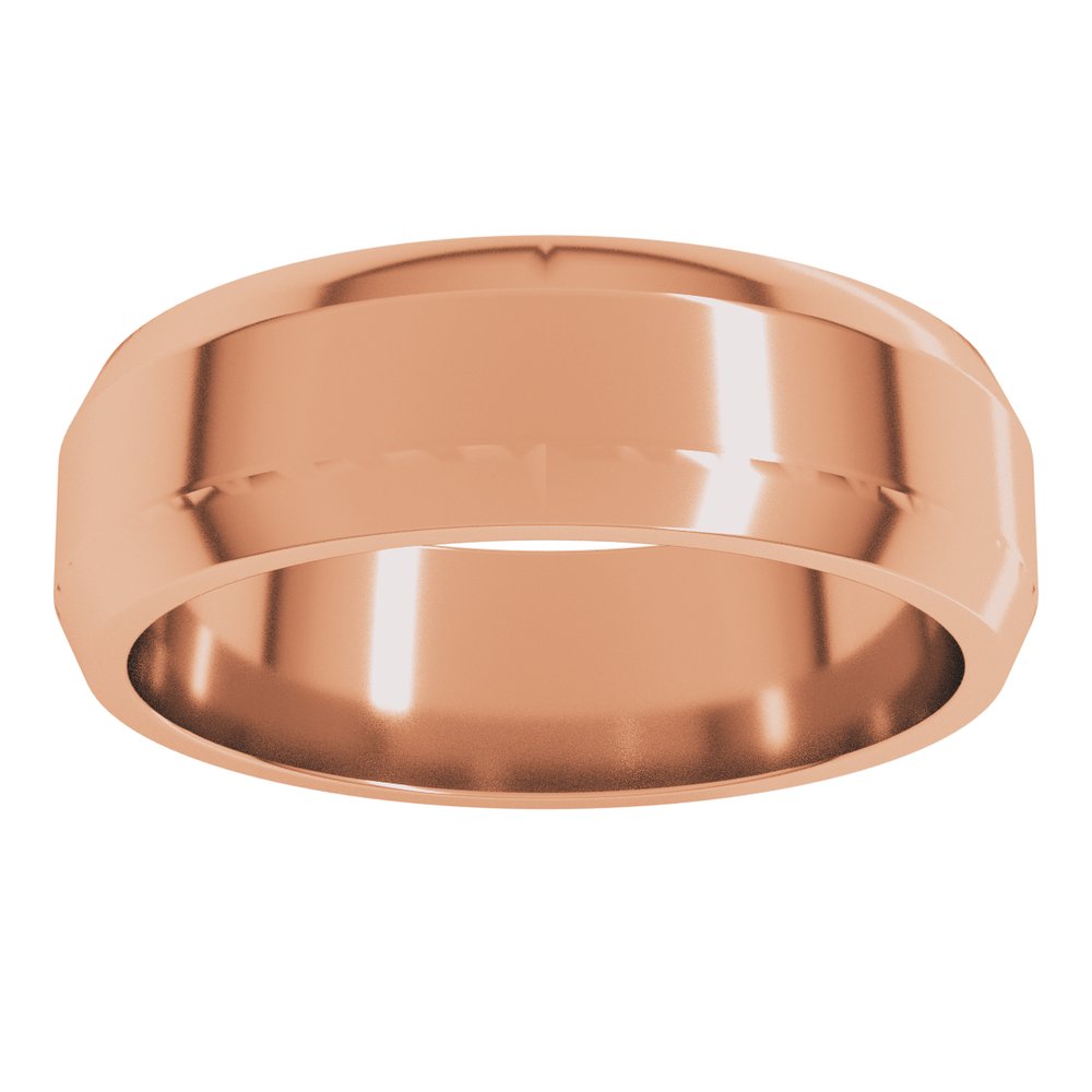 10K Rose Gold 6 mm Lightweight Beveled-Edge Flat Band Size 9