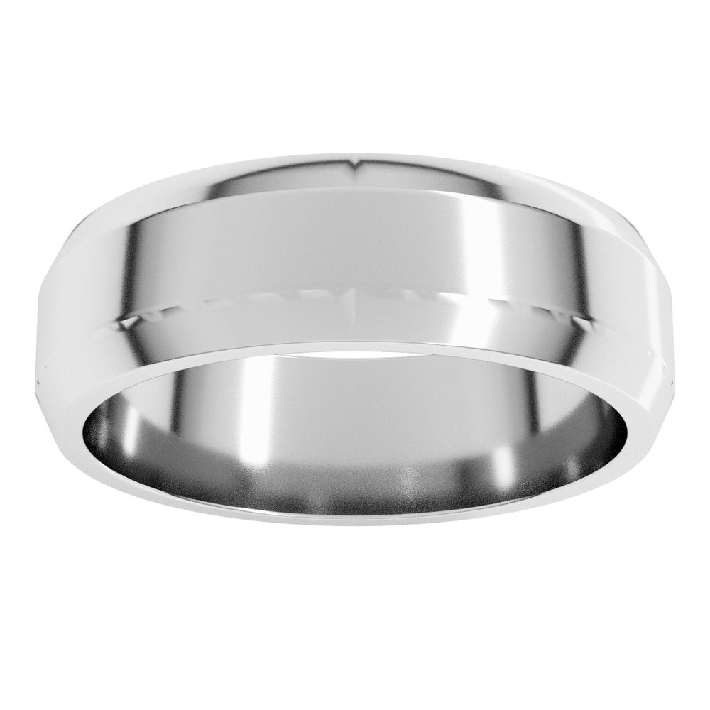 14K White 6 mm Lightweight Beveled-Edge Flat Band