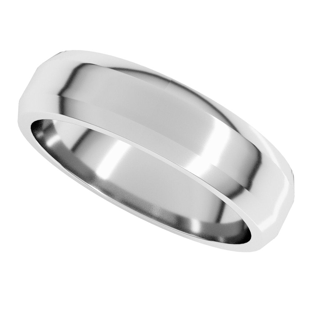 14K White Gold 5 mm Lightweight Beveled-Edge Flat Band Size 11