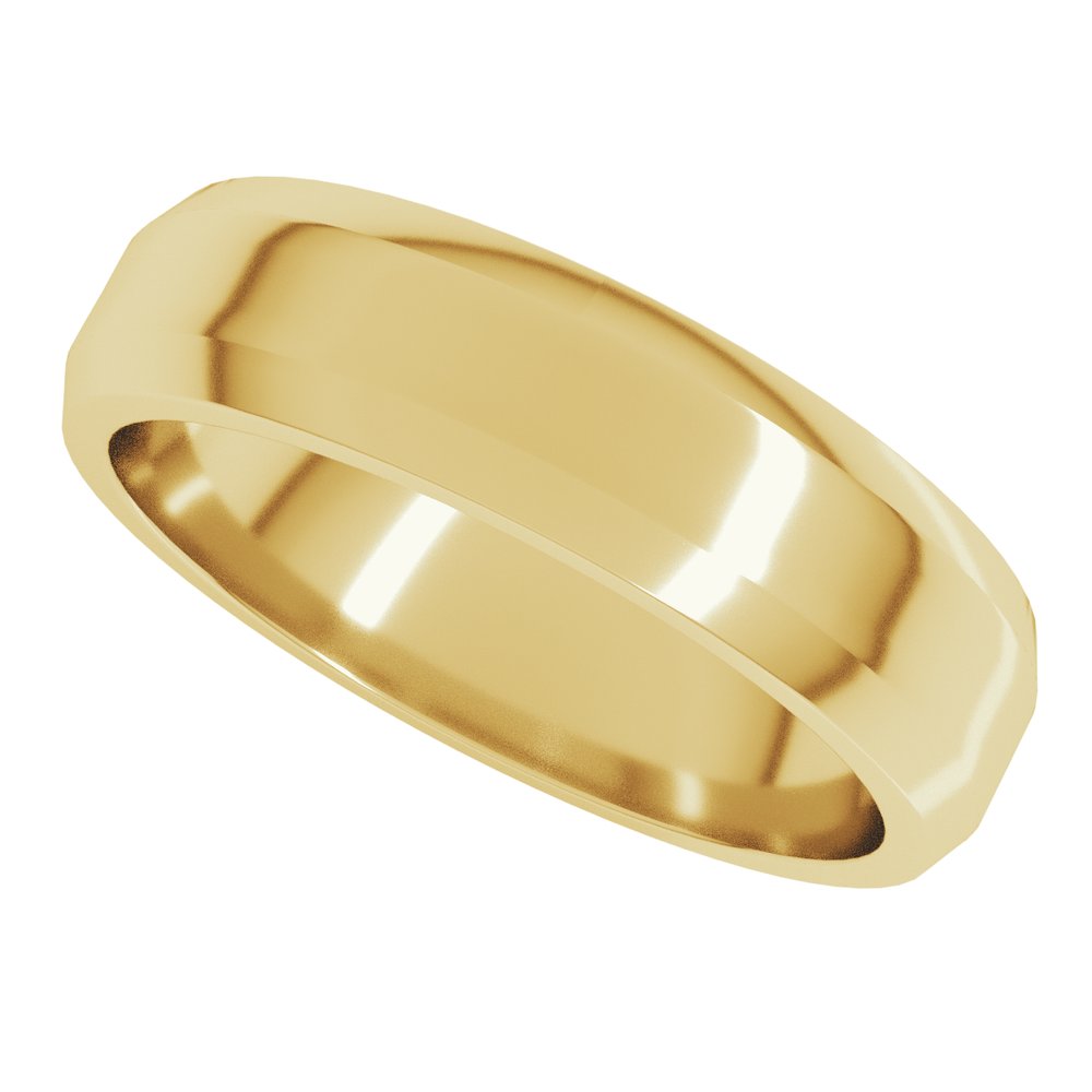 10K Yellow Gold 5 mm Lightweight Beveled-Edge Flat Band Size 8.5