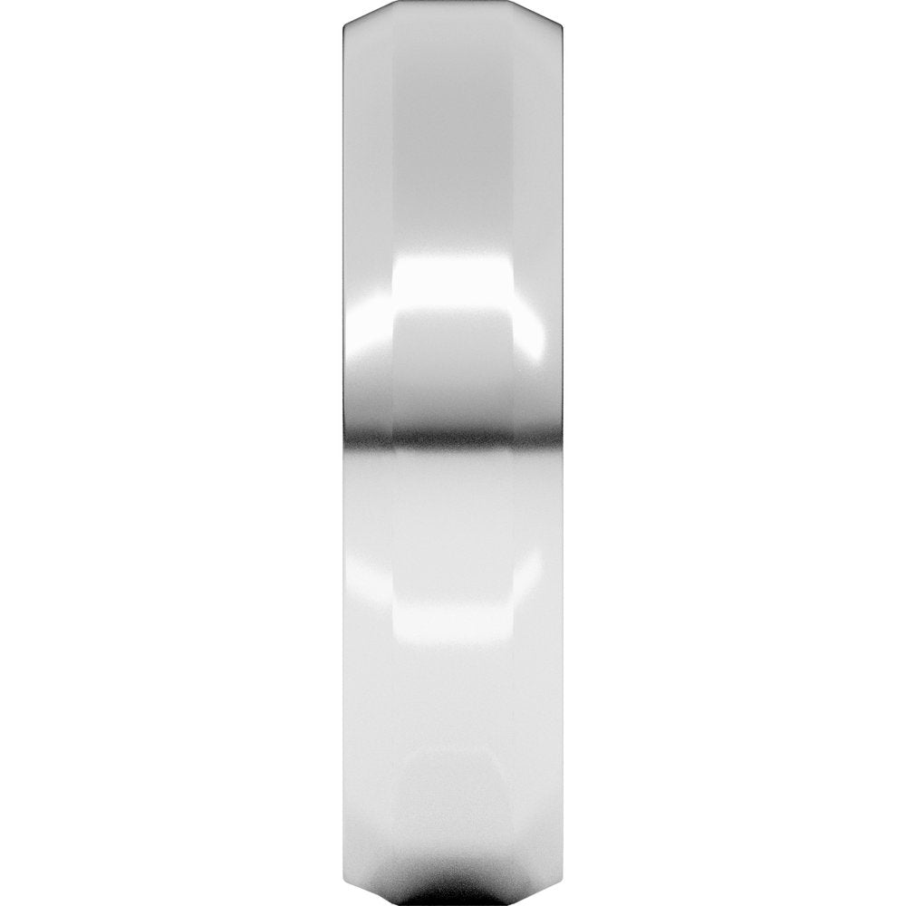 14K White Gold 5 mm Lightweight Beveled-Edge Flat Band Size 11