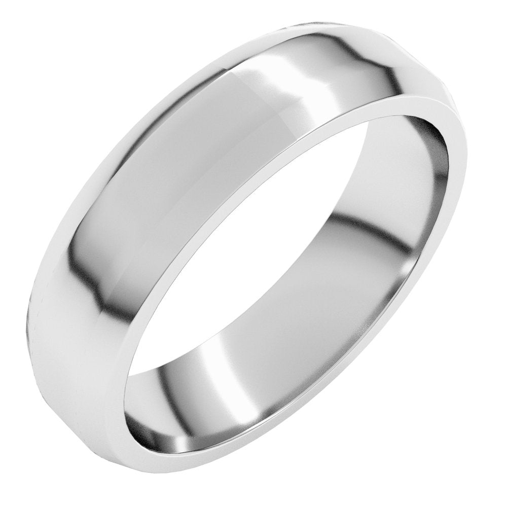 14K White 5 mm Lightweight Beveled-Edge Flat Band Size 9.5