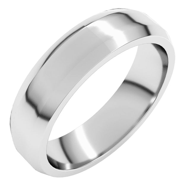 14K White 5 mm Lightweight Beveled-Edge Flat Band Size 9.5