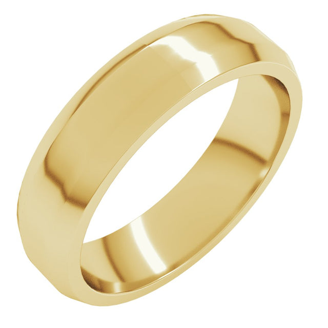 14K Yellow 5 mm Lightweight Beveled-Edge Flat Band Size 10.5