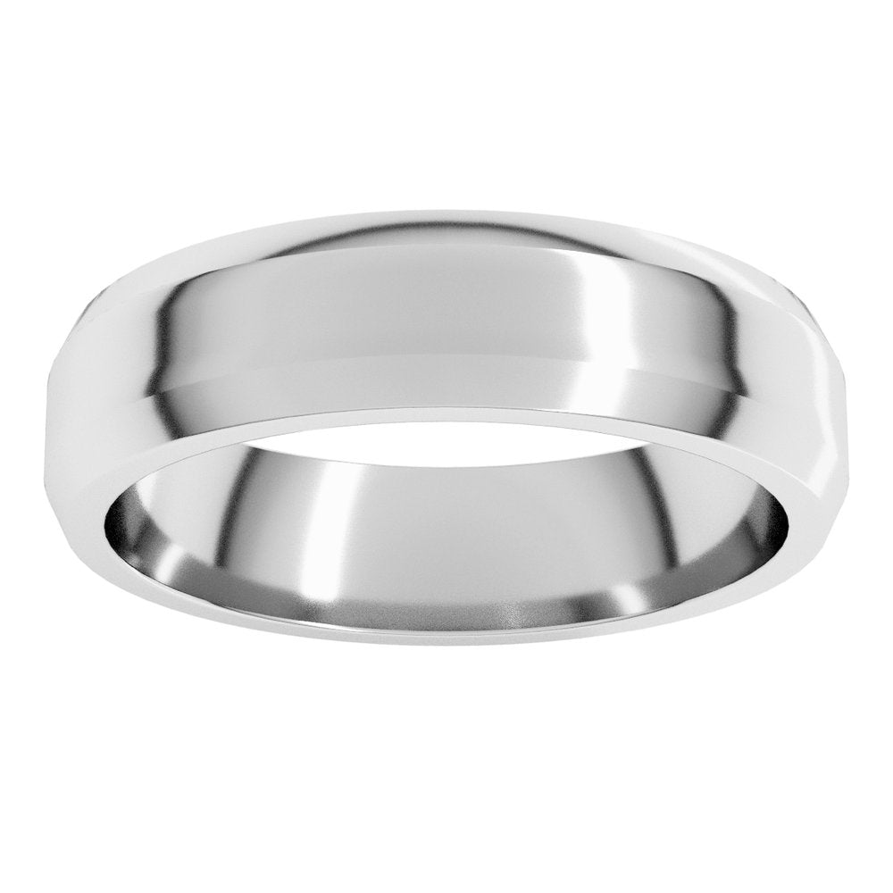 14K White Gold 5 mm Lightweight Beveled-Edge Flat Band Size 11