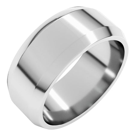10K White Gold 8 mm Lightweight Beveled-Edge Flat Band Size 9.5